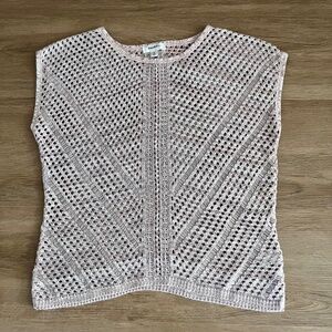 Dressbarn Crochet/Open Knit Sleeveless Overlay Top/Blush Pink/M